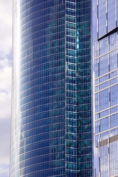 Wall of office building close-up, floors of the skyscraper