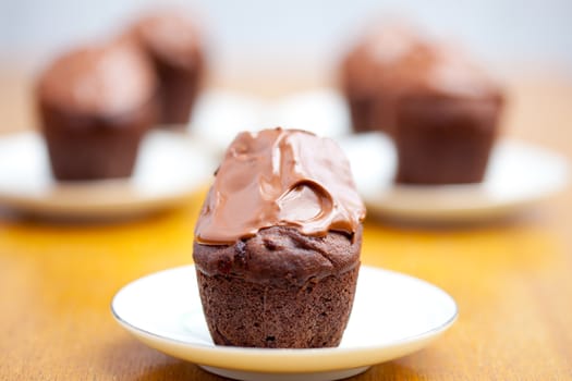 chocolate muffins on a plate