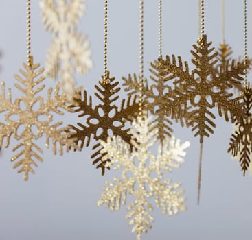 Christmas snowflakes close up with copy space