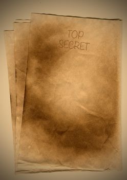 vintage paper sheet with the inscription top secret