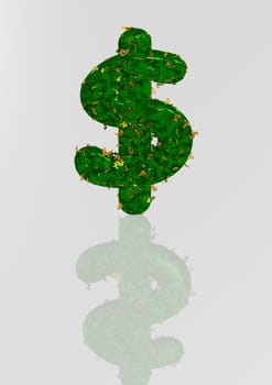 Currency sign the dollar made of a set of small dollars.