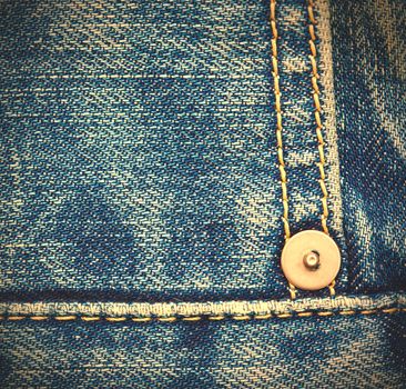jeans, close up with rivet and seam, instagram image style