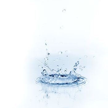 Blue water splash isolated on white background