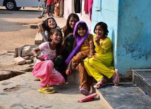 Jodhpur, India - January 2, 2015: Portrait of Indian child in a village in Jodhpur, india. Jodhpur is the second largest city in the Indian state of Rajasthan with over 1 million habitants.