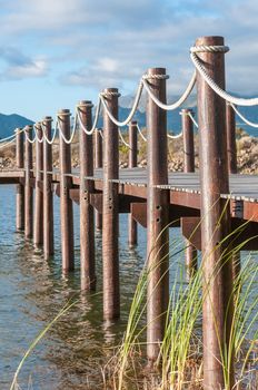 Dam with jetty near Somerset West in the Western Cape Province of South Africa
