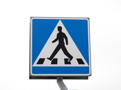 A Swedish pedestrian crossing sign with white background.