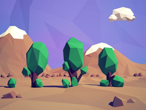 Trendy low-poly style  landscape illustration