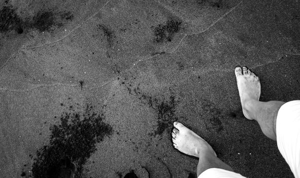 Selfie on the black-sand shore of El Salvador, C.A.