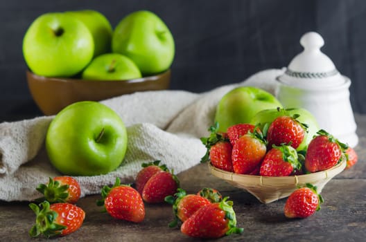 Still life with a plate full of fruit