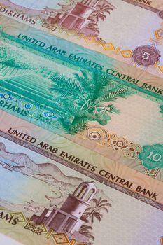Different Dirham  banknotes from Emirates on the table