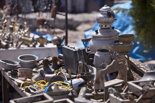 A table of trinkets for sale in Cappadocia Turkey