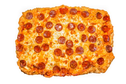 Picture of a big homemade pepperoni pizza