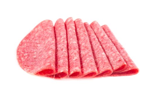 Picture of several slices of salami arranged