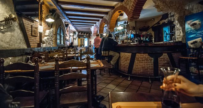 A casual evening in a pub in Segovia, Spain.