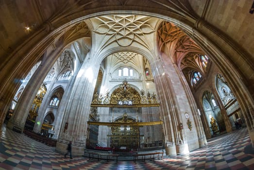 Walking around inside the breathtaking large colosass that is the cathedral in Segovia, Spain