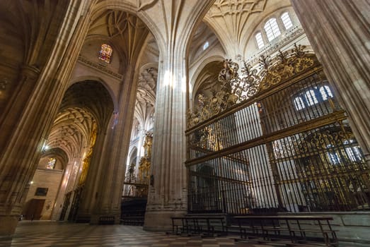 Walking around inside the breathtaking large colosass that is the cathedral in Segovia, Spain