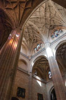 Walking around inside the breathtaking large colosass that is the cathedral in Segovia, Spain