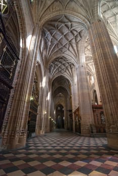 Walking around inside the breathtaking large colosass that is the cathedral in Segovia, Spain