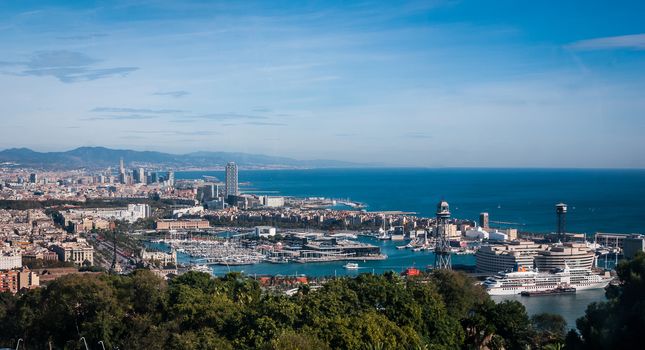 Beautiful Blue Commerce in the International puerta de Barcelona.