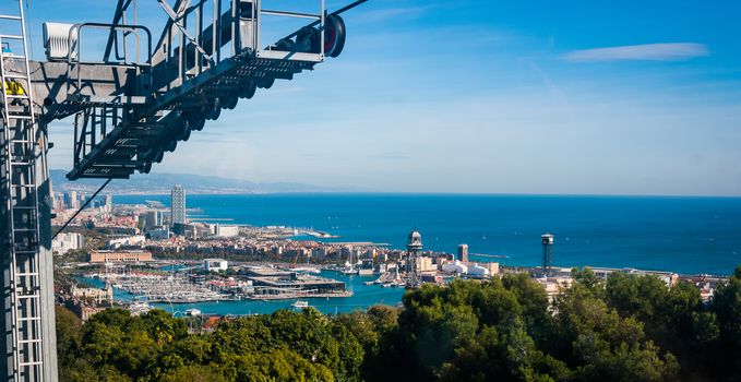 Beautiful Blue Commerce in the International puerta de Barcelona.