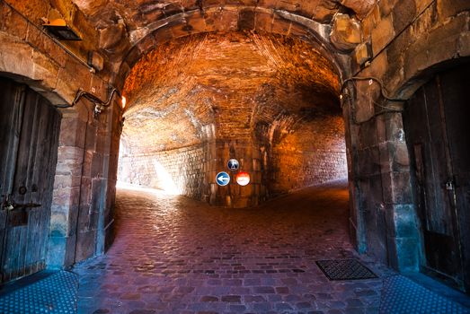 Under the Castell de Montjuic Fortress in Barcelona, Spain.
