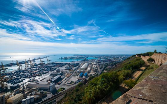 Beautiful Blue Commerce in the International puerta de Barcelona.