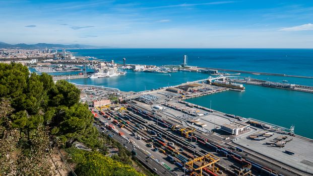 Beautiful Blue Commerce in the International puerta de Barcelona.