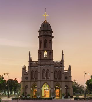 Christian Church names "Wat Pra Visuthiwong" in Thailand, taken on twilight time