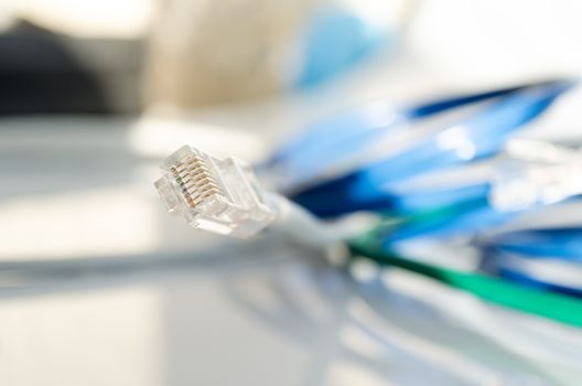 Rj45 network plug on white