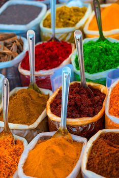 the Oriental Bazaar with different spices