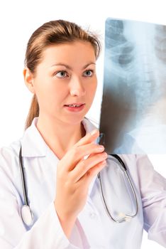 Vertical portrait of doctor with x-ray in hands