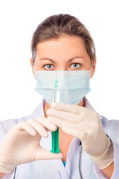 Treatment nurse with the vaccine in the syringe