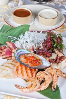 Assortment of seafood mix dish
