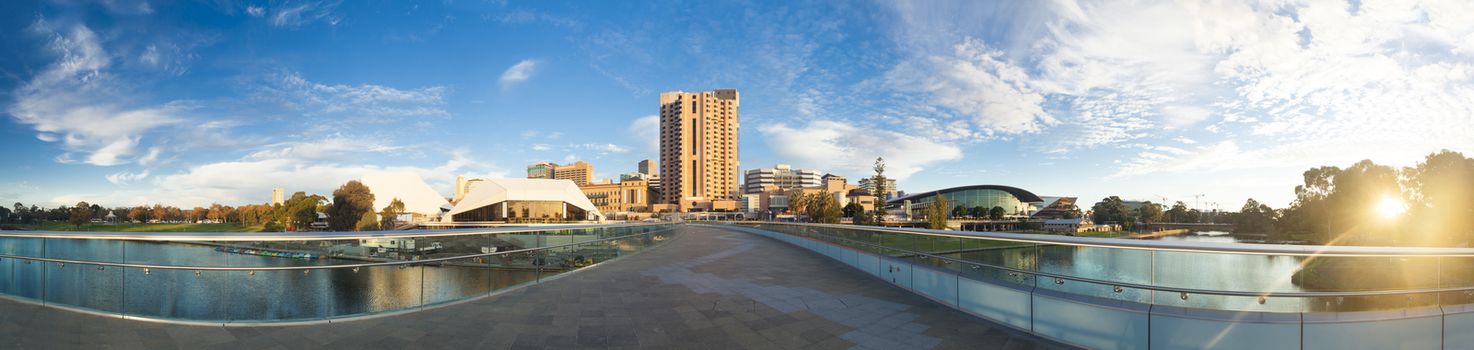 Downtown area of Adelaide city in Australia at sunset