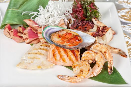 Assortment of seafood mix dish