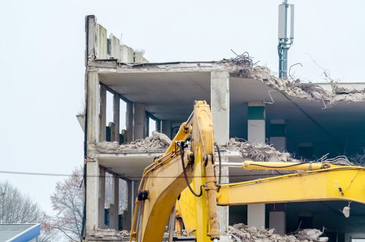 Demolition of a car parking garage.