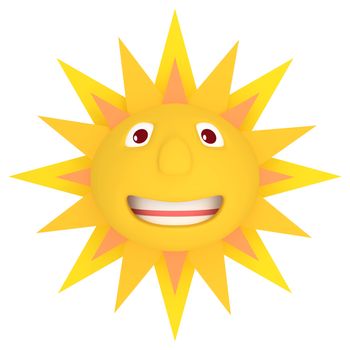 Illustration of an isolated sun with smiling face
