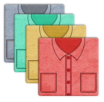 Illustration of four shirts in different colors