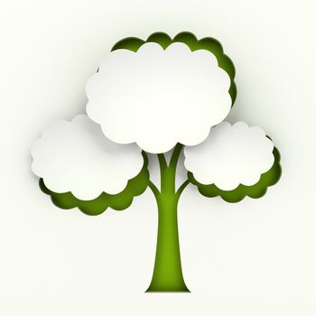 Tree paper cutout infographic with copyspace, white background