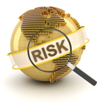 Analyzing global financial risk, 3d render, white background