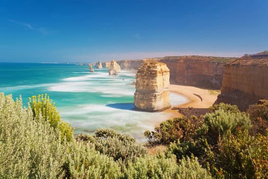 Twelve Apostles in Australia in the daytime, long exposure