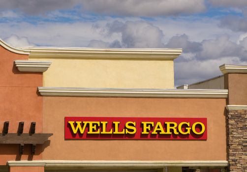 CANYON COUNTRY, CA/USA - MARCH 1, 2015. Wells Fargo bank exterior. Wells Fargo & Company is an American multinational banking and financial services holding company headquartered in San Francisco, California.