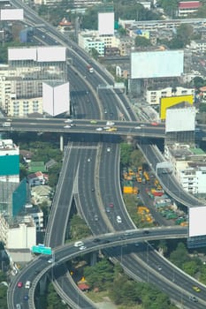 Top view traffic at Bangkok in Thailand