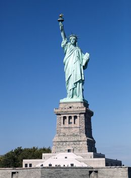 USA, New York, October 6, 2014: Statue of Liberty at New York City is given the USA by France in 1885, standing at Liberty Island at Hudson river in New York.