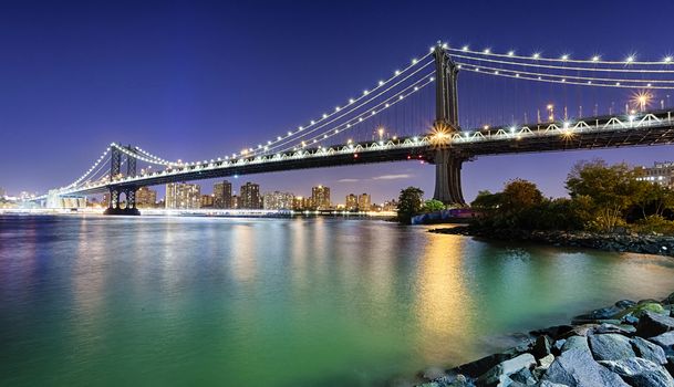 New York Manhattan bridge in the night