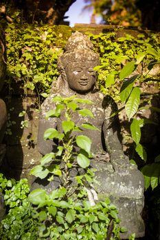 The old stone Buddha statue. Indonesia, Bali.
