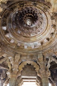 Interior crafted designs on rocks at Sun Temple Modhera, Ahmedabad, India