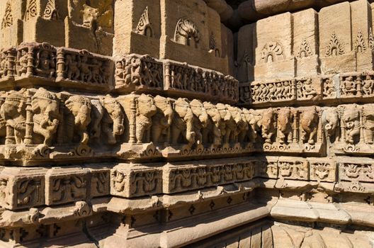 Vintage crafted designs on rocks  at Sun Temple Modhera in Ahmedabad, Gujarat, India