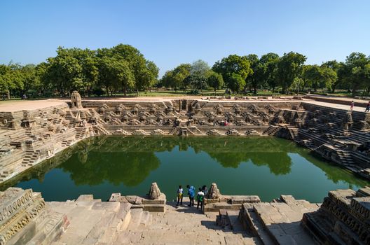 Beautiful Stepwell at Sun Temple Modhera in Ahmedabad, Gujarat, India