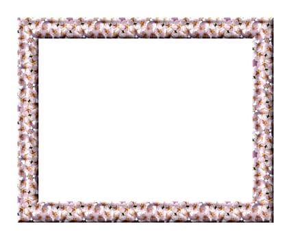 Blank photo frame with embossed floral texture isolated on a white background